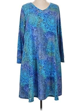LuLaRoe Blue & Teal Mandala design Emily dress XL